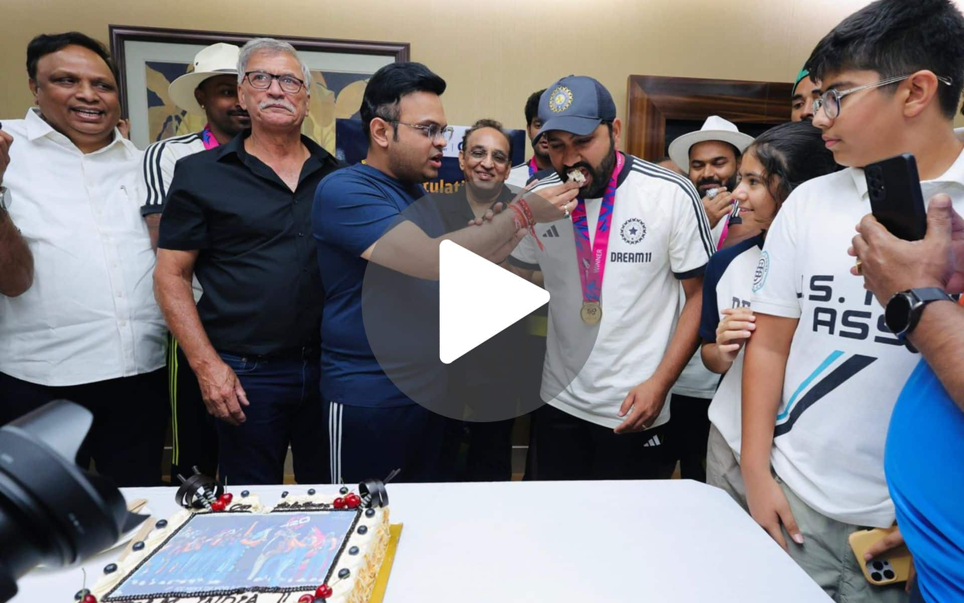 [Watch] Rohit Sharma Cuts 'Customised' Cake With Jay Shah Amid Grand Welcome In New Delhi